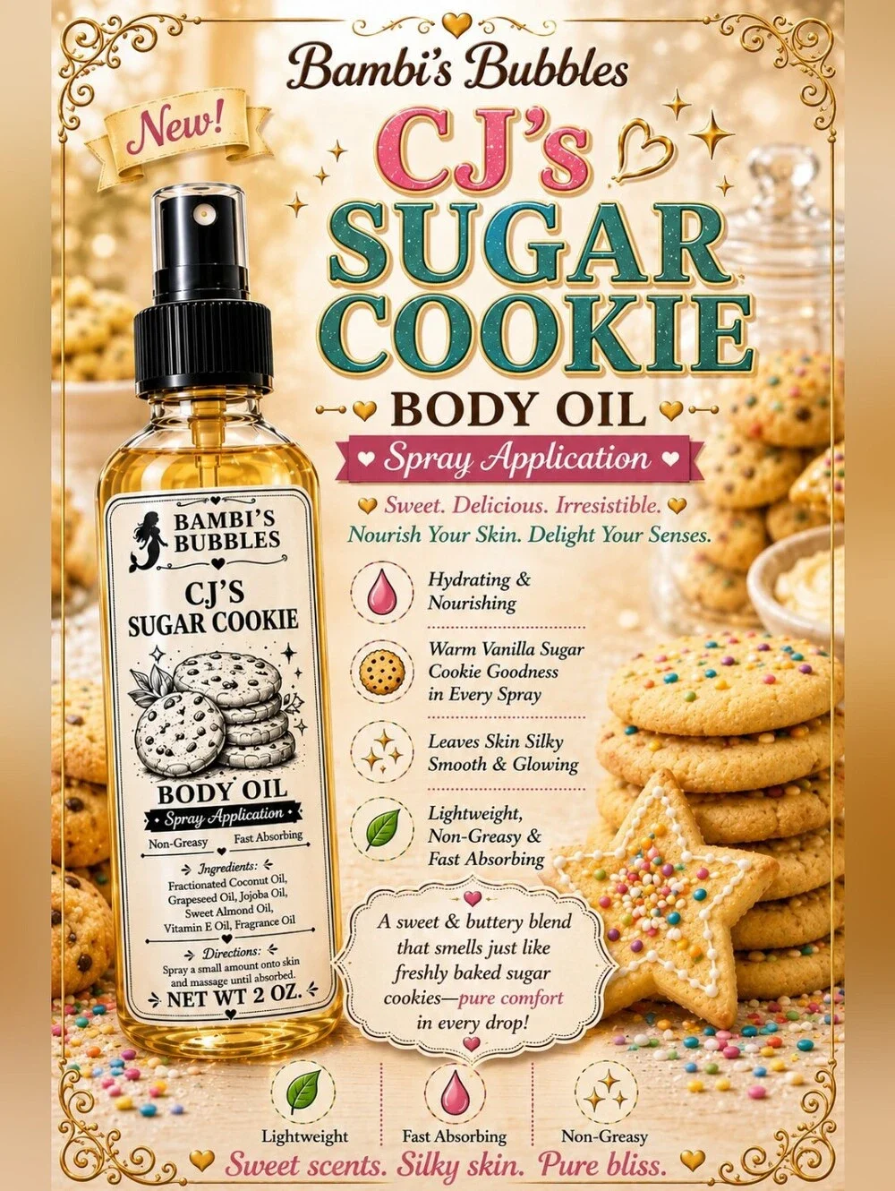 New! Hand Crafted Sugar Rush Collection Body Oils 2oz Assorted Scents